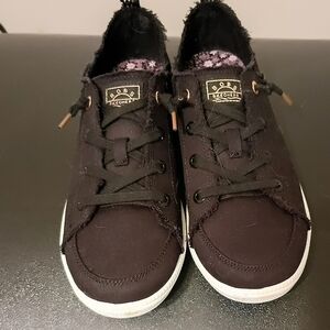 Skechers Black Canvas Casual Lace-Up Sneakers